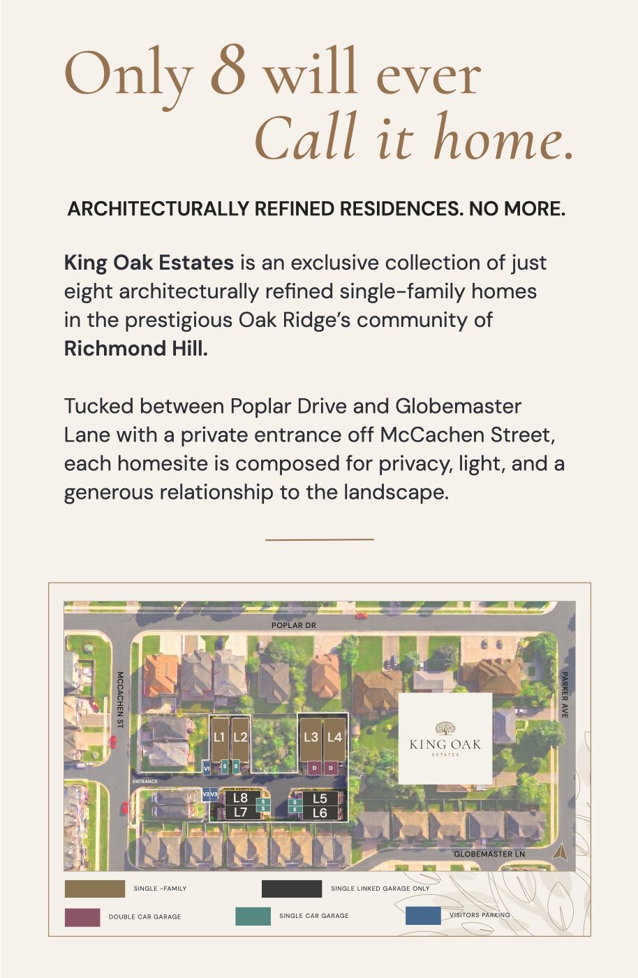 Only 8 will ever call it home — community overview and site plan