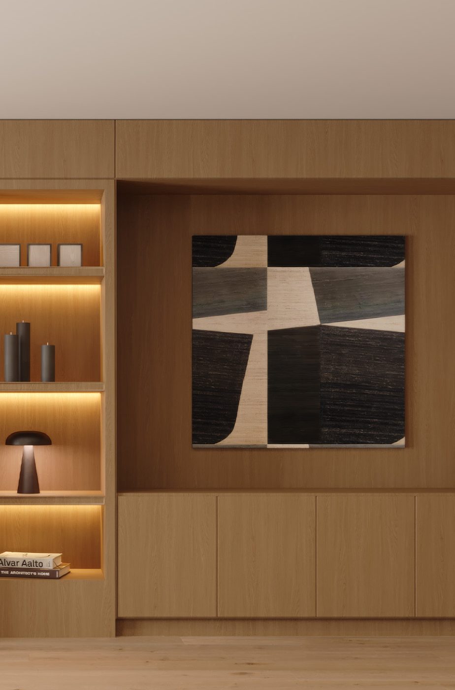 Custom millwork with integrated shelving